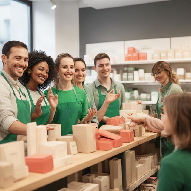 Team di vendita in un punto commerciale della provincia di Bergamo